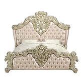Vatican PU Leather, Light Gold & Champagne Silver Finish Eastern King Bed Model BD00461EK By ACME Furniture